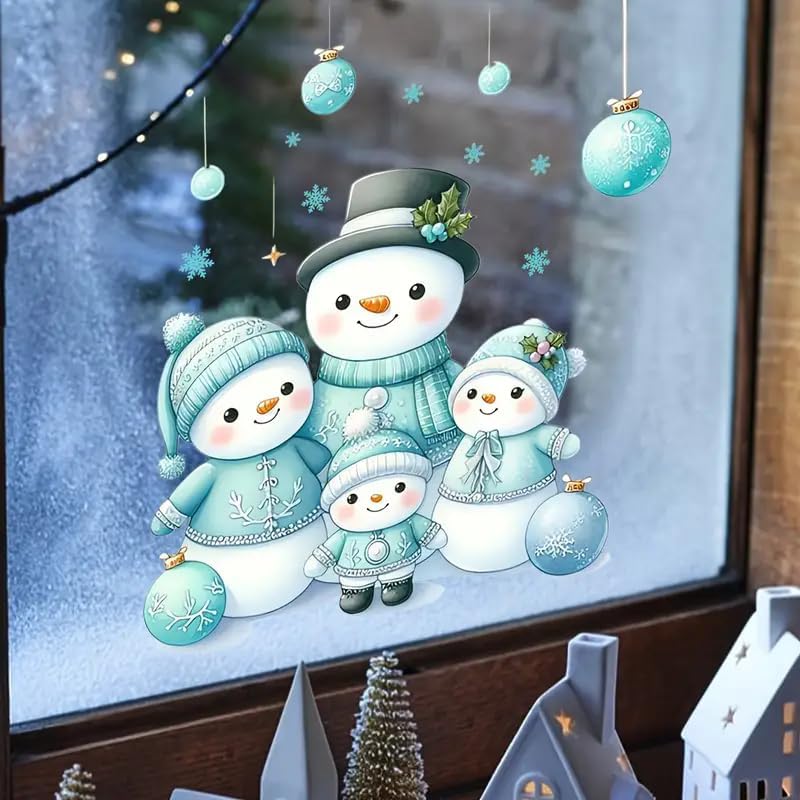 DIDOSOFT Christmas Snowman Family Toilet Cover Sticker Decals,Fish Bird Flower Leaf Waterproof Toilet Lid Tank Seat Decals Cistern Self-Adhesive Bathroom Wall Sticker - Image 4